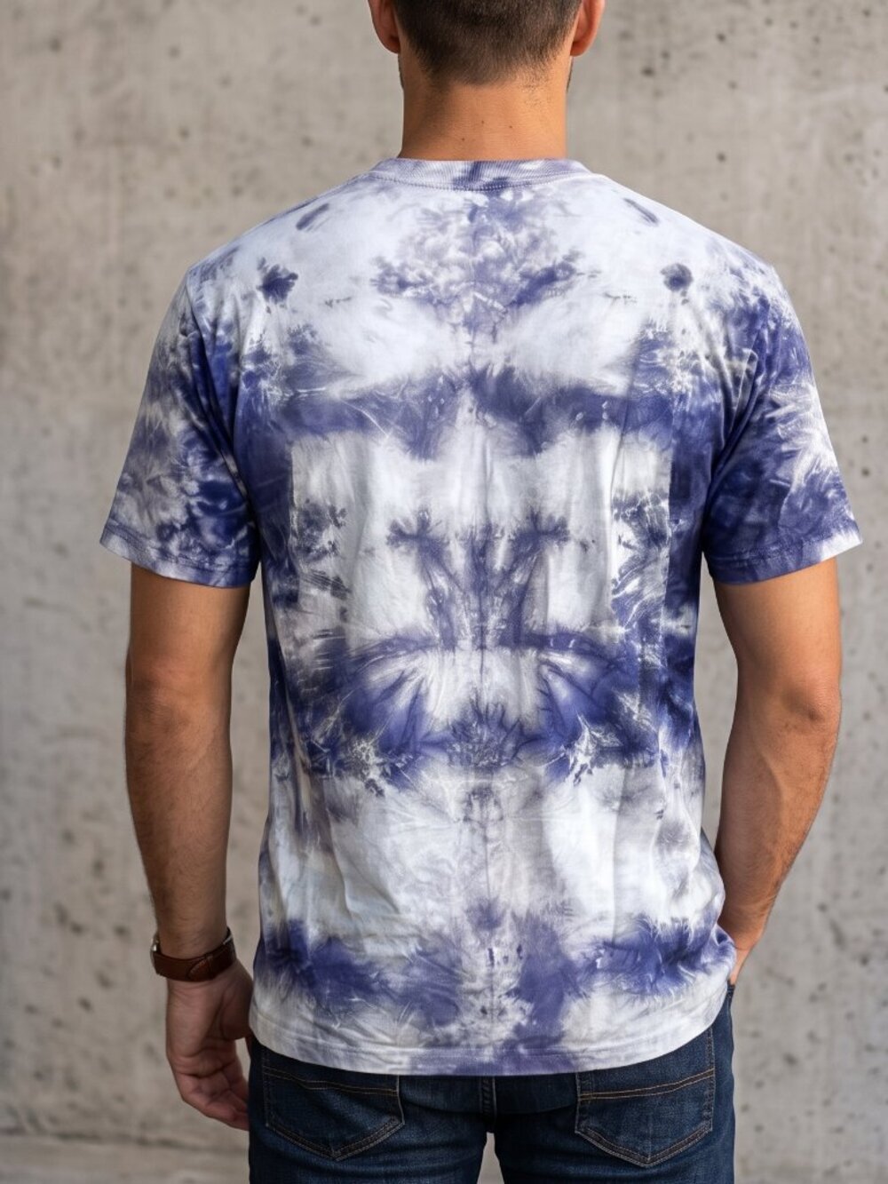 Tie Dye Size Large Tied Dyed Cotton Royal Blue Crew Neck Handmade